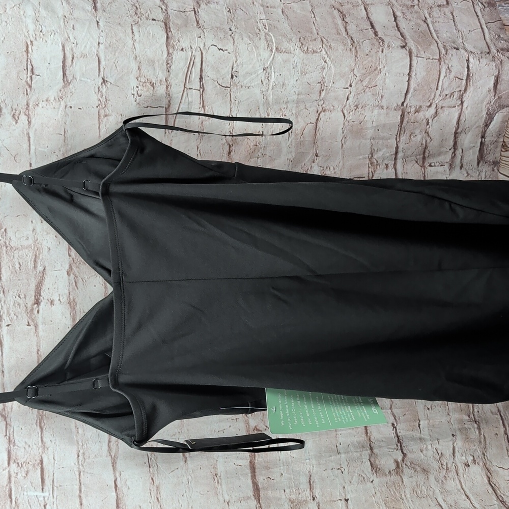 Elegant Black Spaghetti Strap Dress City Triangles XL New Nwt - Picture 7 of 8